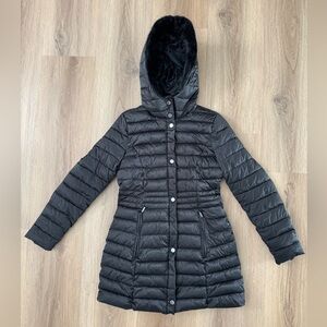 Laundry by Shelli Segal - Women's Black Puffer with Black Faux Fur Trimmed Hood